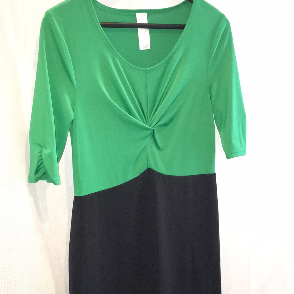 Avon Label Colorblock Green and Black Sheath Dress | Size S